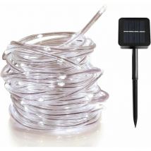 Guirlande lumineuse solaire de jardin à 100 led de 12 m – Tube led étanche IP65 pour décoration extérieure, idéal pour les mariages, les fêtes et les