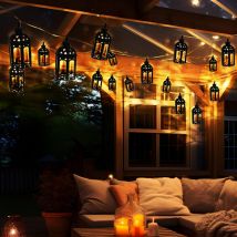 Guirlande lumineuse solaire d'extérieur led lampe solaire lampe de jardin décoration en forme de lanterne, plastique noir, 30x led blanc chaud, l 200
