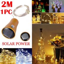 Guirlande lumineuse solaire en fil de cuivre avec bouchon de bouteille de vin