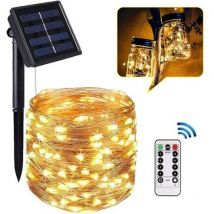 Guirlande Lumineuse Solaire Extérieure, 20m 200 led 8 Modes Guirlande Solaire Exterieur IP65 Étanche Câble en cuivre Guirlande Décoration pour