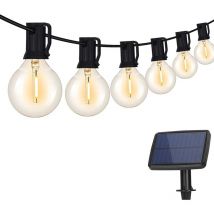 Guirlande Lumineuse Solaire Extérieure, Guirlande Lumineuse Intérieure 10 Ampoule Tungstène avec 4 Modes d'éclairage pour Jardin, Fête, Décoration de