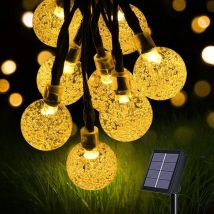Zolginah Guirlande Lumineuse Solaire, Lumières De Jardin(60 Led 8 Modes)11m /36ft Cristal Boules, Exterieur Étanche Lampe Pour Noël, Mariage, Fête, 
