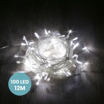 Skylantern - Guirlande Lumineuse 12M Intérieur et Extérieur 100 LEDs Blanc Froid - Guirlande Lumineuse Sapin Cable Transparent avec 8 Modes et