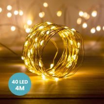 Guirlande Or 40 Micro led Blanc Chaud