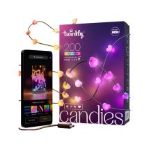 Twinkly - Guirlande coeur connectée IP20 12m 200 leds rgb fil vert candies