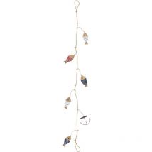 Guirlande poissons en bois et ancre 1.30 m