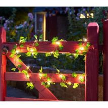 Guirlande solaire 30 leds filament décors lierre