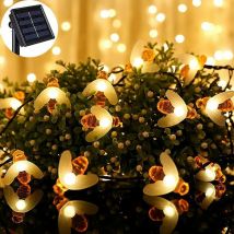 Guirlande d'abeille solaire,30 led 6.5M Guirlande d'abeille solaire 8 modes Lumières,de fil de cuivre Guirlande extérieure étanche,pour jardin Patio