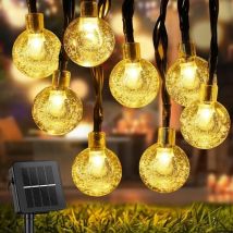 Guirlande Solaire Exterieur, 12M 100LEDs Guirlande Lumineuse Exterieure, 8 Modes IP65 Étanche Guirlande Lumineuse Exterieure Solaire pour Jardin,