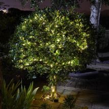 Guirlande solaire filament 50 lucioles blanc chaud