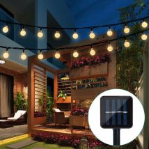Guirlande solaire Jardin,6.5 m 30 boules de cristal étanche Guirlande lumineuse led, 8 modes d'extérieur Starry lumières Guirlande lumineuse solaire,