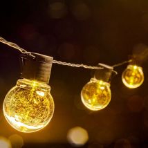 Guirlande solaire 30 lumens type spherique 10 ampoules 2700k Ezsolar