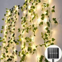 Guirlandes solaires d'extérieur, guirlandes solaires en lierre artificiel, lampes de jardin étanches, guirlandes solaires 100LED, 10m