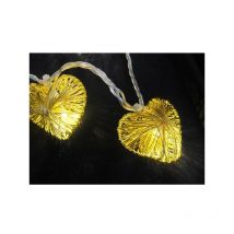 Guirnalda 10 corazones led oro