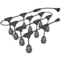 Jandei - Guirnalda exterior decorativa casquillo E27 suspendida 5mts 10 bombillas Bombilla led E27 Colores
