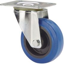 Gummi-Lenkrolle mit Platte und Rollenachse, blau, max. Tragkraft 100 kg, ø 10 cm