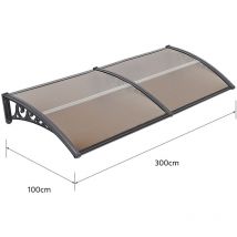 Guoyihua - Aqrau Auvent de Porte d'entrée Toit 100 x 300 cm, Marquise en Polycarbonate,Protection Extérieure Contre la Pluie et Intempéries