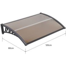 Oobest - Aqrau Auvent de Porte d'entrée Toit 80 x 120 cm, Marquise en Polycarbonate,Protection Extérieure Contre la Pluie et Intempéries