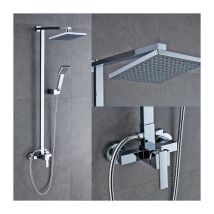 Oobest - Aqrau Colonne de Douche Thermostatique, Système Douche avec Pommeau de Pluie et Douchette à Main Carré