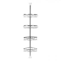 Aqrau Étagère de Douche Réglable en Hauteur Étagère d'Angle Douche Sans Percage Acier Inoxydable avec 4 Paniers (110 - 280cm )