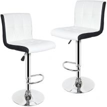 Aqrau Lot de 2 Tabourets de Bar Tabourets Hauts, Rotatif à 360 Dégrées, Réglage en Hauteur avec Dossier, Blanc ALB008