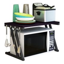 Haloyo Mikrowellenregal mit 4 Haken,2-Stufiges,57 x 38 x 38 cm,schwarz