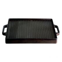 Gusseisenkuss - Grillplatte aus Gusseisen 32x32 cm Gussplatte Plancha geriffelt/glatt