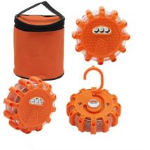 Gyrophare Led Orange Puissant,Lampe Stroboscopique Voiture,Gyrophare Tracteur Agricole,Plat Gyrophare Led à Pile Aimanté Sans Fil D'avertissement