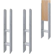 H-pfostenträger 2 Stück Pfostenanker Feuerverzinkt 600mm Länge H-anker Pfosten Langlebig 121mm Breite Vierkantholzpfosten Säulenfuß, Für Carports 