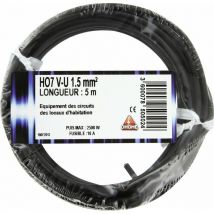 Fil électrique H07 v-u 1,5 mm² 5 noir