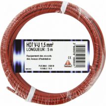 Fil électrique H07 v-u 1,5 mm² 5 rouge