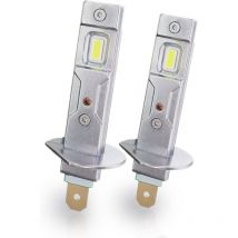 H1 LED, feux phares Blanc 6000K de voiture, taille mini 1:1, Non-Polarité, Remplacement sans ventilateur de halogène H1, Plug & Play, lot de 2,