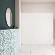 H.210 Cm Pannello Doccia Ad Angolo 80x90x90 Cm Realizzato In Alluminio Da 3 Mm Con Profili Finitura Bianco Opaco Per Rivestimento Parete Bagno