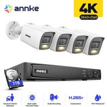 Annke - 4K camera surveillance extérieure filaire 8CH nvr 4×caméra PoE de sécurité enregistrement audio vision nocturne kit de vidéosurveillance