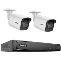 ANNKE 4K Kit de Video Surveillance Extérieur 8CH NVR 2×Caméra PoE de Sécurité Bullet avec Enregistrement Audio Vision Nocturne IP67 Etanches Accès à