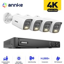 Annke - 4K PoE Kit de Surveillance Extérieur Filaire 8CH nvr 4×Caméra PoE de Sécurité Enregistrement Audio Vision Nocturne Camera de Surveillance