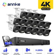 4K Kit Caméra de Surveillance poe 16×8MP Caméras Smart ir Vision Nocturne Détection Mouvement PoE Caméra Système de Sécurité 1TB - Annke