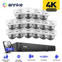 H800 - Système de sécurité PoE 4K 16 canaux 16 caméras, détection des personnes et des véhicules, microphone intégré, vision nocturne exir 2.0, rtsp