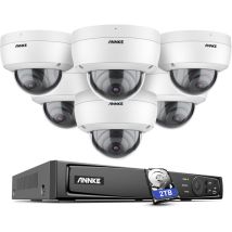 Annke - H800 - Système de sécurité PoE 4K 16 canaux 6 caméras, détection des personnes et des véhicules, microphone intégré, vision nocturne exir