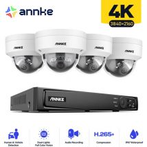 Annke - 4K Kit de Vidéosurveillance PoE 4×8MP Caméras Vision Nocturne Enregistrement Audio Intelligentes Détection Mouvement Caméra Système de