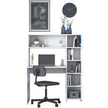 Asir Group Llc – Bureau Droit Avec Rangement 6 Niches – Dimensions 113,2x40x141,8 Cm – Panneaux De Particules Mélaminés – Couleur Blanche
