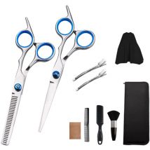 Sinbinta - Haarschere Friseurschere Set, 6 Zoll Professionelle Haarschneideschere, Premium Scharfe Effilierschere mit Friseurumhang für Familie