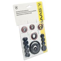 Sanitär-Dichtungs-Karte – 32-teilig – 77031 – 3 Fiberringe 21 x 25 x 1,5 mm DN 15 – 2 Gummi-Quetschdichtungen 10 x 14 x 4 mm DN 10