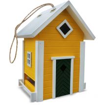 Futterhaus ''Schweden'', Gelb-Weiß, 18,5 x 16,5 x 25 cm - Habau
