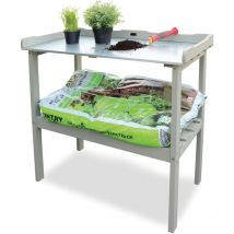 Habau - Pflanztisch mit Arbeitsplatte aus Metall und Ablagefläche, 78 x 38 x 85 cm