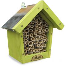 HABAU Insektenhotel für Bienen, mit Bambusröhrchen, Grün, 18 x 14 x 21,5 cm