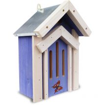 Schmetterlingskasten / Insektenhotel für Schmetterlinge, Lila-Weiß, mit Metalldach, 19 x 14 x 28,5 cm - Habau