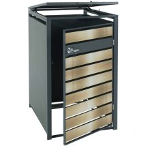 Décoshop26 - Abri poubelle un compartiment pour une ou deux poubelles en métal anthracite or 040006991