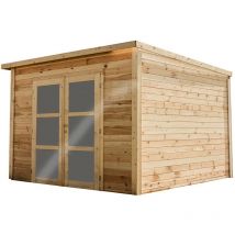 Habrita - Abri 10,36 m² - Madriers bois massif 42 mm - toit mono pente