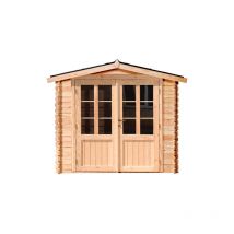 Habrita - Abri de jardin double pente - Douglas massif - Madriers 28 mm - Bac acier - Sans plancher